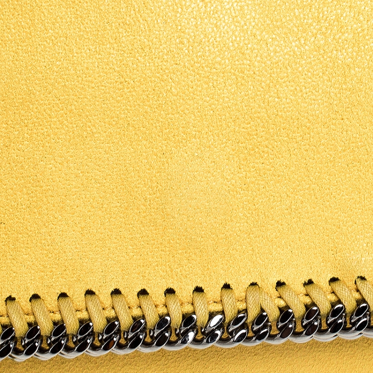 Pre Owned Stella McCartney Yellow Faux Leather Falabella Flap Clutch