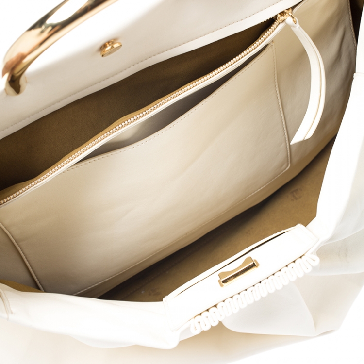 Pre Owned Stella McCartney Off White Leather Top Handle Bag