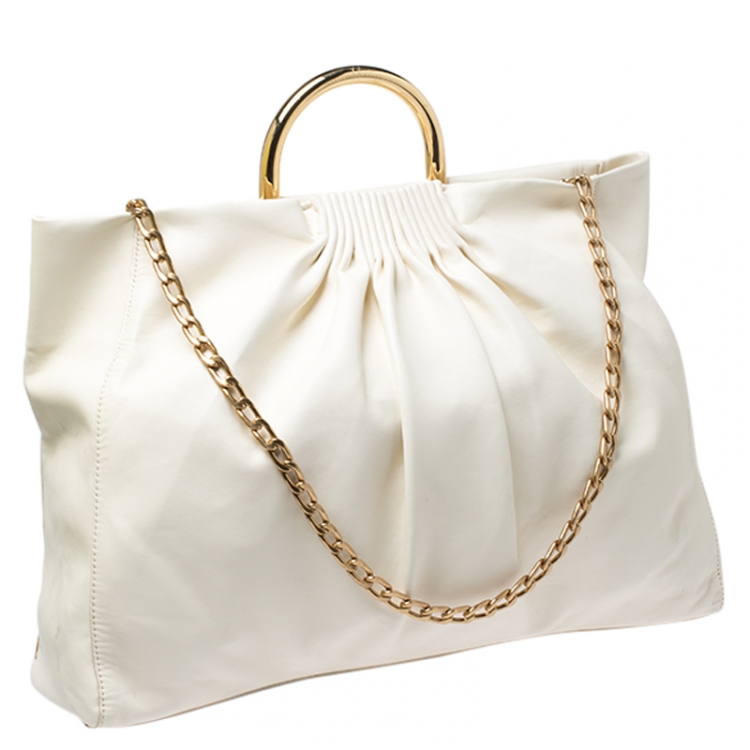 Pre Owned Stella McCartney Off White Leather Top Handle Bag