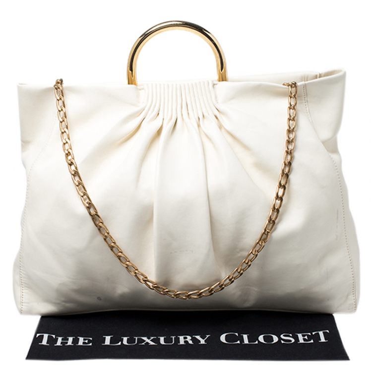 Pre Owned Stella McCartney Off White Leather Top Handle Bag