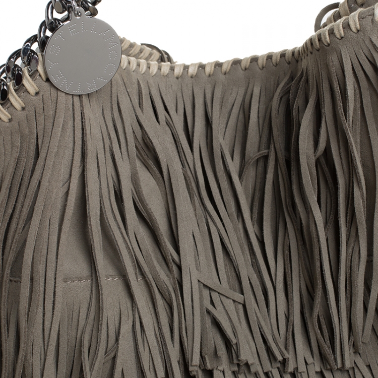Pre Owned Stella McCartney Grey Faux Suede Falabella Fringed Tote