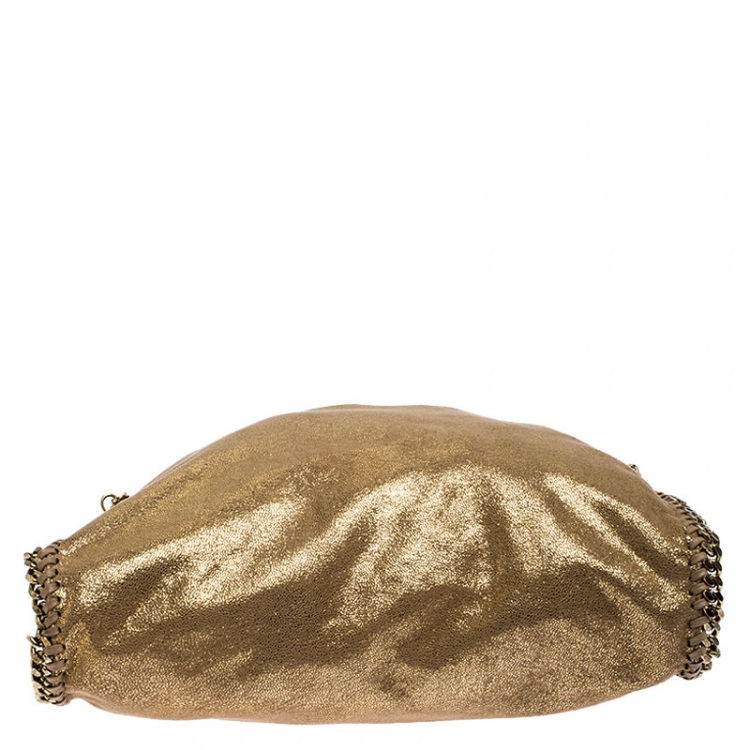 Pre Owned Stella McCartney Metallic Gold Faux Leather Falabella Chain Tote