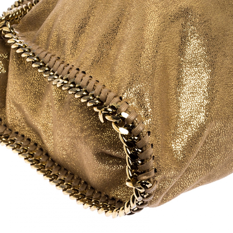 Pre Owned Stella McCartney Metallic Gold Faux Leather Falabella Chain Tote