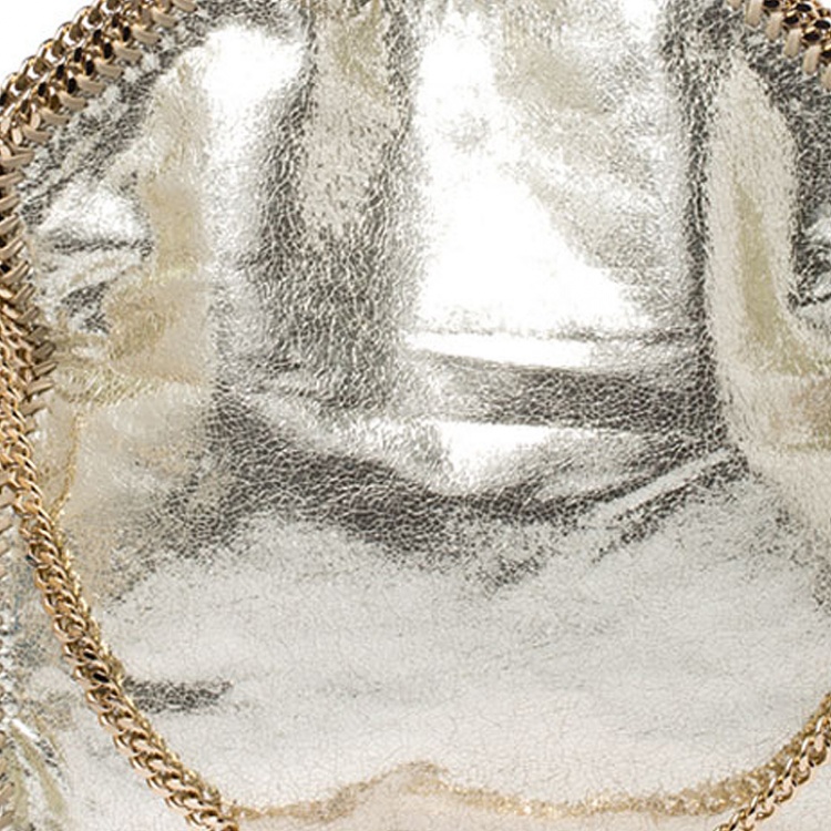 Pre Owned Stella McCartney Metallic Light Yellow Faux Crackle Leather Falabella Tote