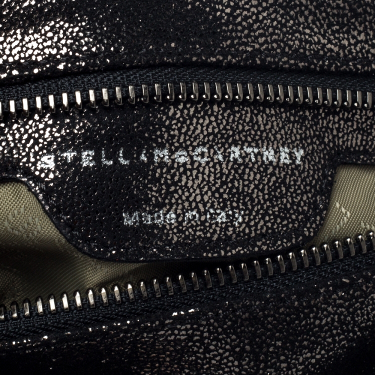 مملوكة مسبقًا Stella McCartney Black Faux Leather Falabella Fold Over Clutch