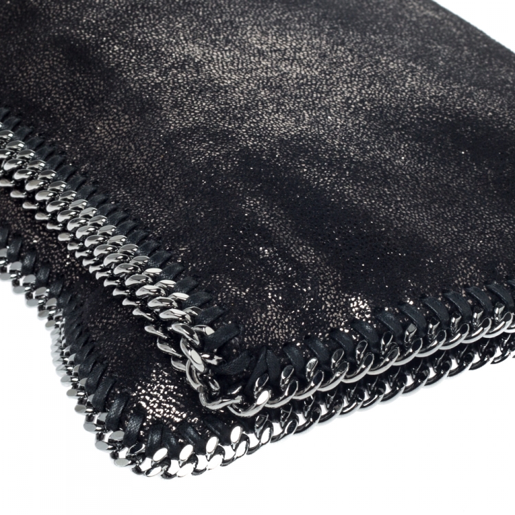 مملوكة مسبقًا Stella McCartney Black Faux Leather Falabella Fold Over Clutch