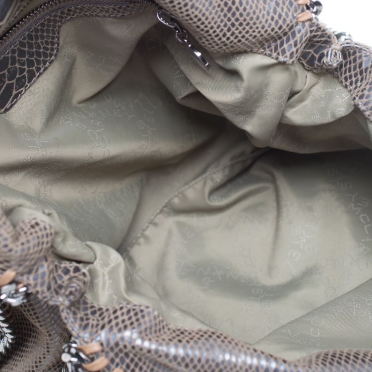 Pre Owned Stella McCartney Metallic Grey Python Faux Leather Small Falabella Tote