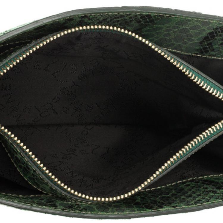 Pre Owned Stella McCartney Loretta 'Waverly' Exotic Skins Patchwork Green Clutch 
