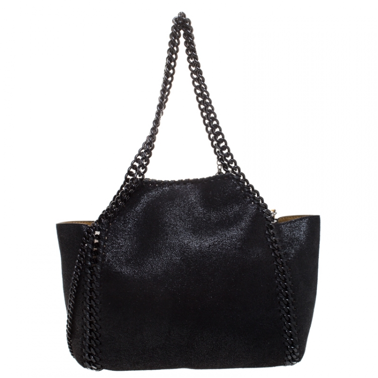 Pre Owned Stella McCartney Black/Brown Faux Leather Mini Fallabella Reversible Tote