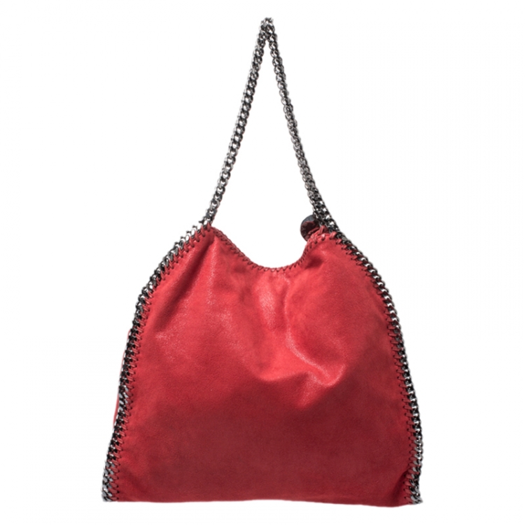 Pre Owned Stella McCartney Red Faux Leather Small Falabella Tote