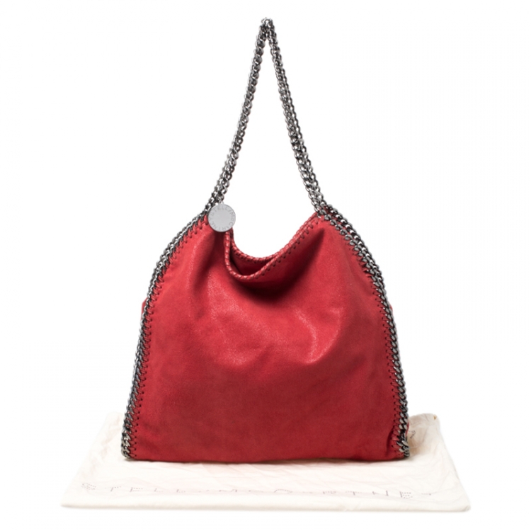 Pre Owned Stella McCartney Red Faux Leather Small Falabella Tote