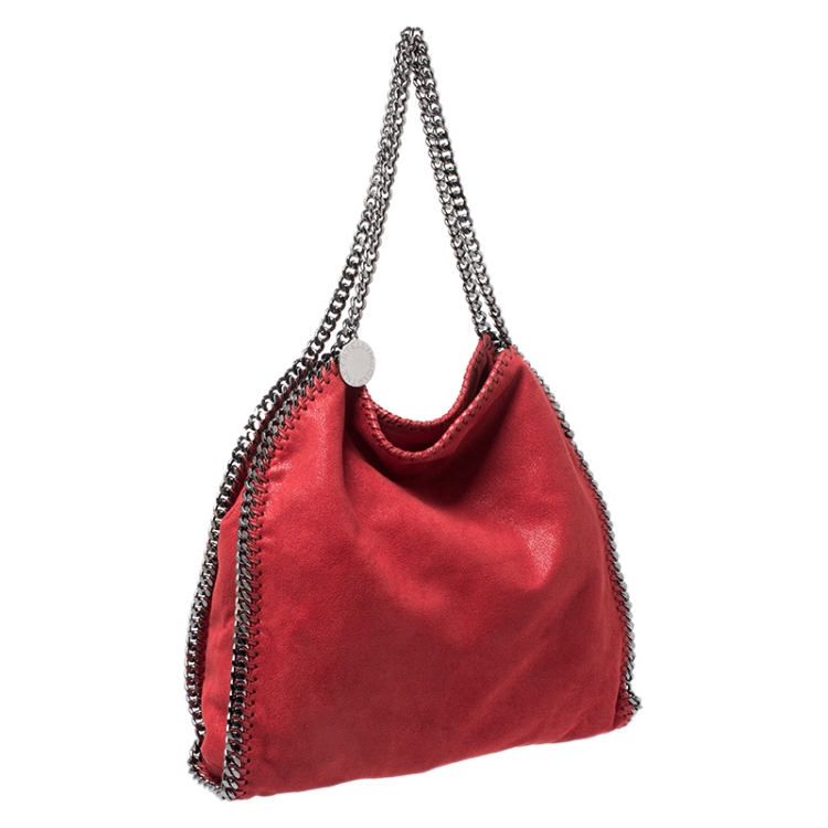 Pre Owned Stella McCartney Red Faux Leather Small Falabella Tote