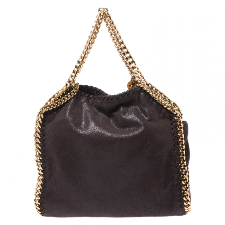 Pre Owned Stella McCartney Dark Brown Faux Leather Mini Falabella Tote