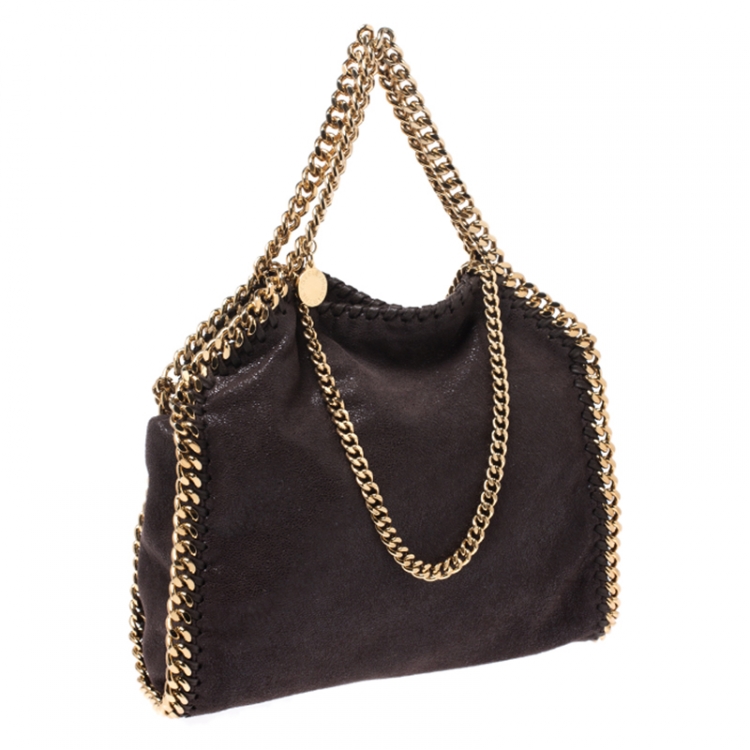 Pre Owned Stella McCartney Dark Brown Faux Leather Mini Falabella Tote