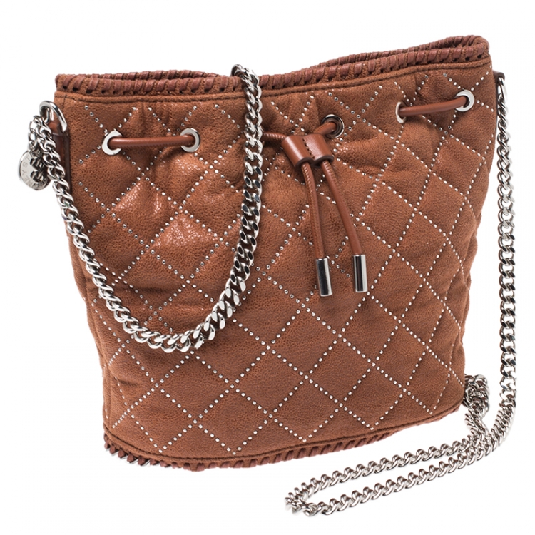 Pre Owned Stella McCartney Brown Faux Leather Falabella Bucket Bag