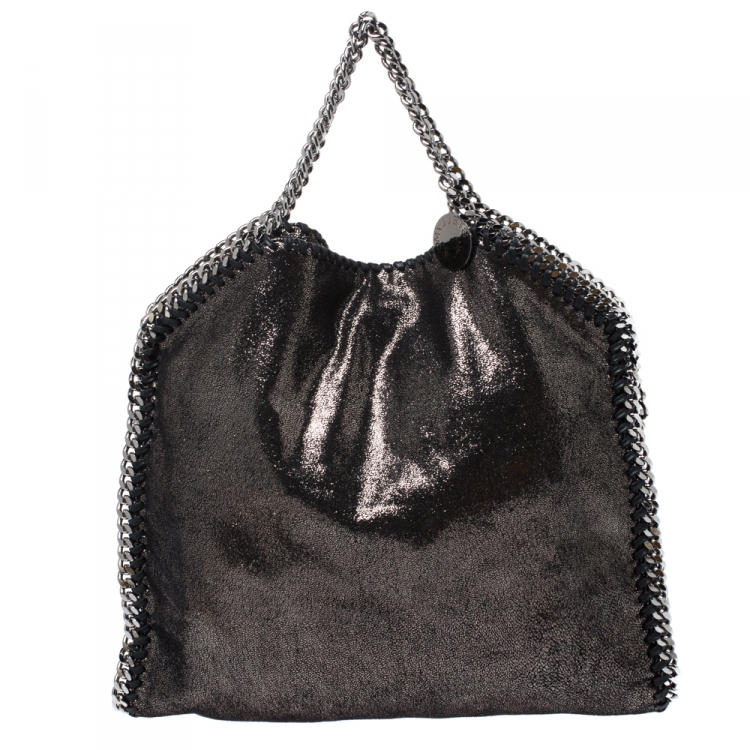 مملوكة مسبقًا Stella McCartney Metallic Black Faux Leather Falabella Tote