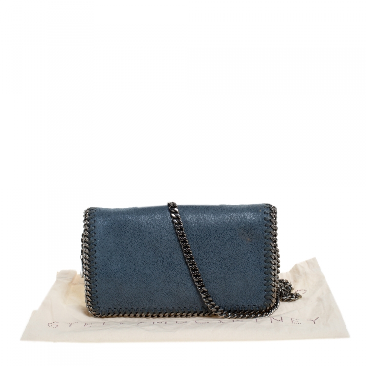 Pre Owned Stella McCartney Blue Faux Leather Falabella Flap Shoulder Bag