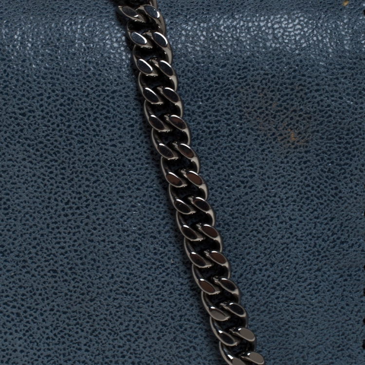 Pre Owned Stella McCartney Blue Faux Leather Falabella Flap Shoulder Bag