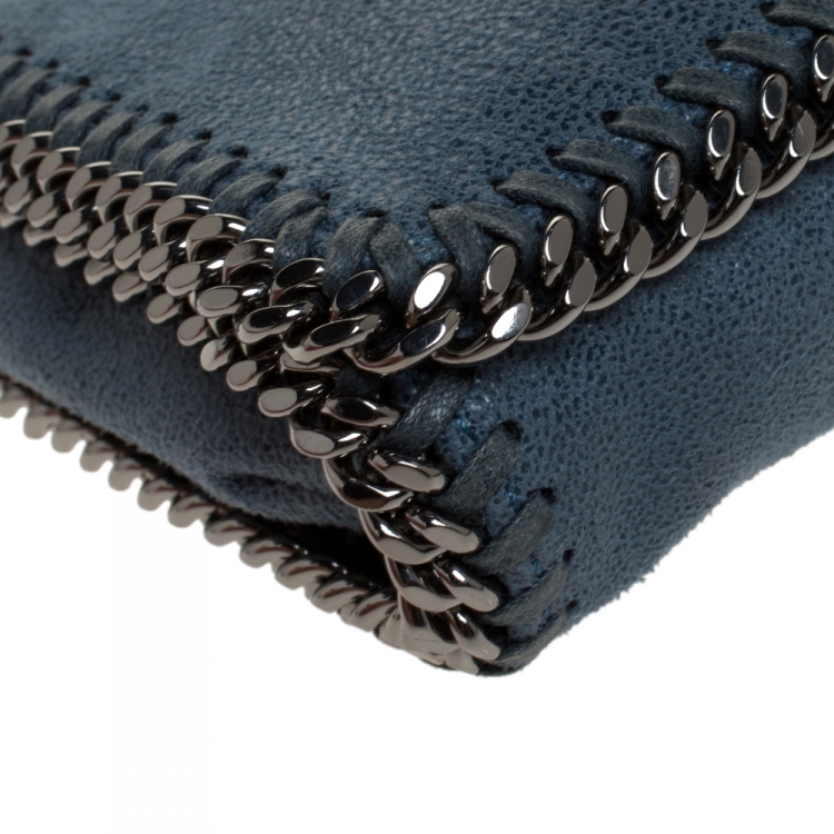 Pre Owned Stella McCartney Blue Faux Leather Falabella Flap Shoulder Bag
