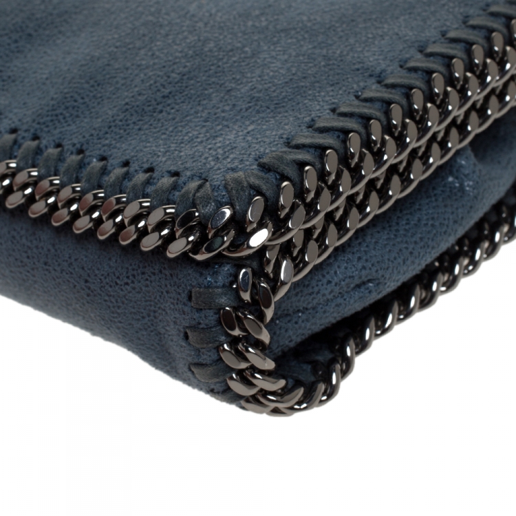 Pre Owned Stella McCartney Blue Faux Leather Falabella Flap Shoulder Bag