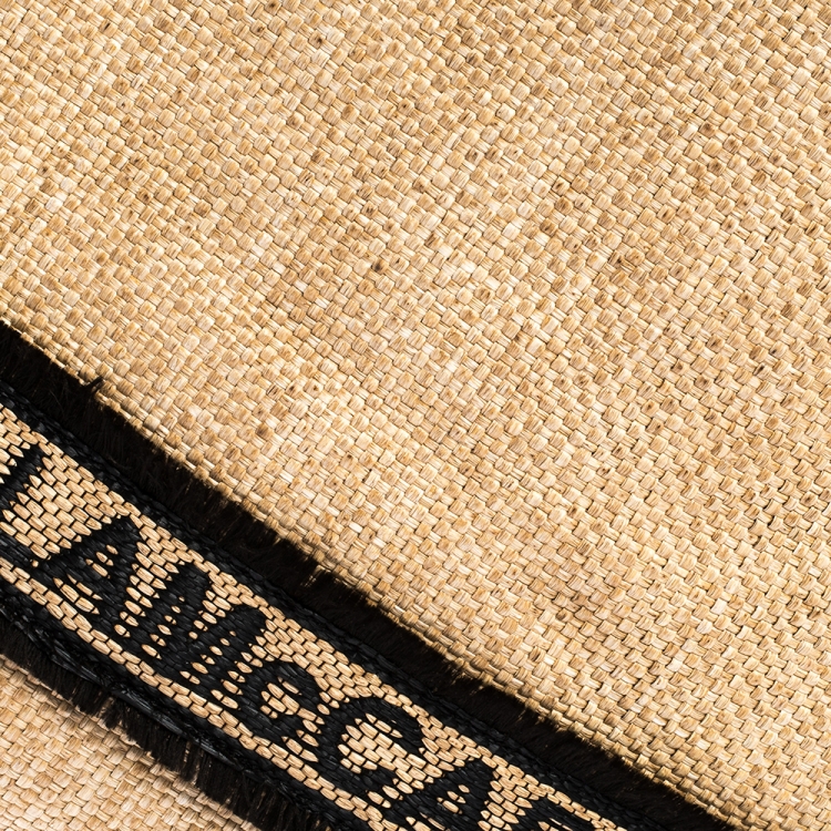 Pre Owned Stella McCartney Beige/Black Woven Raffia and Leather Logo Tote 
