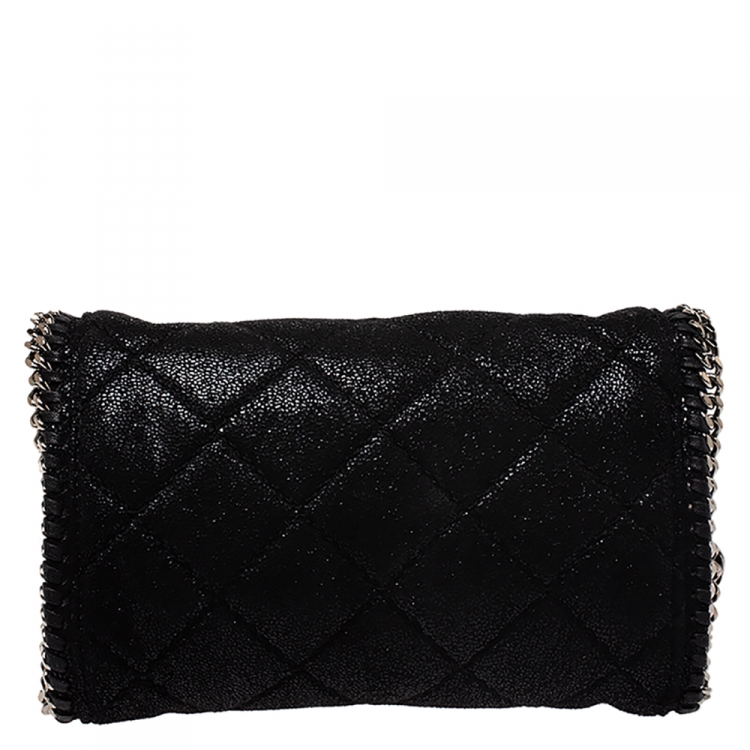 Pre Owned Stella McCartney Black Faux Leather Falabella Chain Clutch