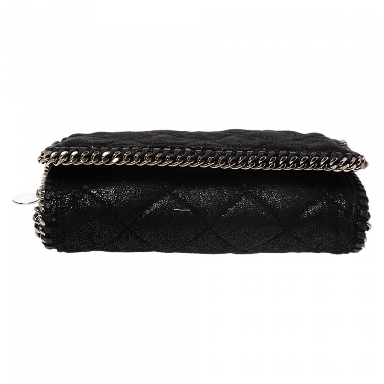 Pre Owned Stella McCartney Black Faux Leather Falabella Chain Clutch