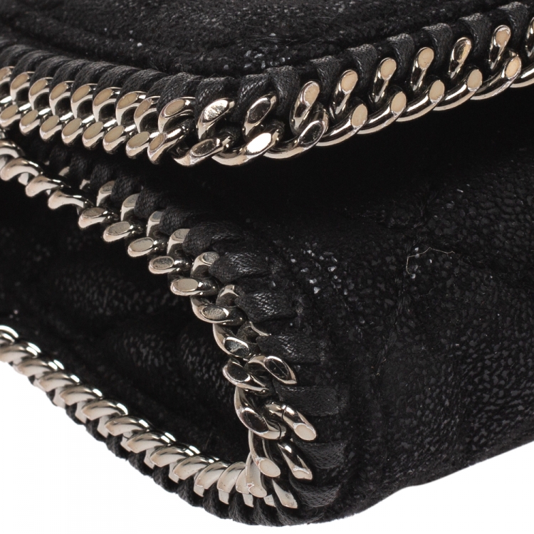 Pre Owned Stella McCartney Black Faux Leather Falabella Chain Clutch