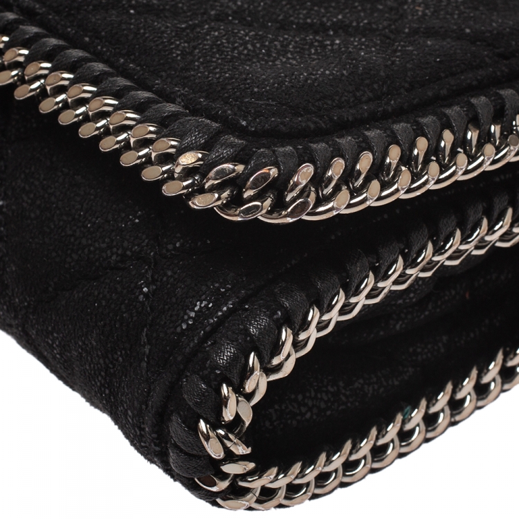 Pre Owned Stella McCartney Black Faux Leather Falabella Chain Clutch
