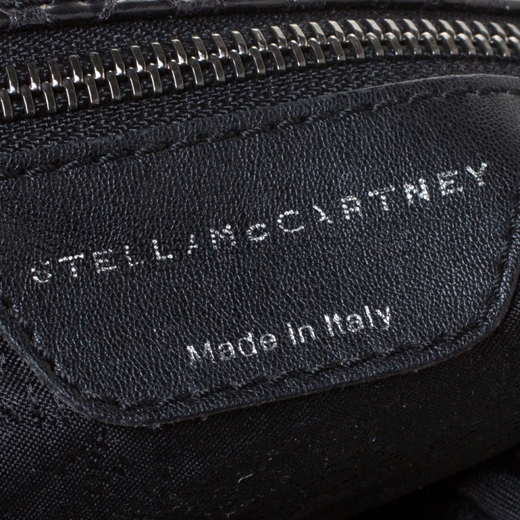 Pre Owned Stella McCartney Black Faux Python Embossed Leather Small Falabella Tote 