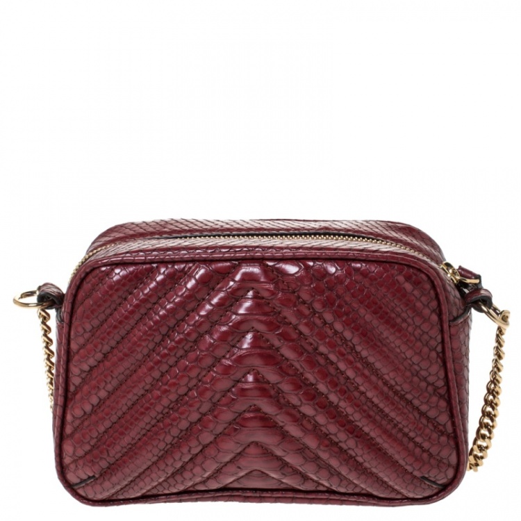 Pre Owned Stella McCartney Red Python Embossed Faux Leather Star Shoulder Bag