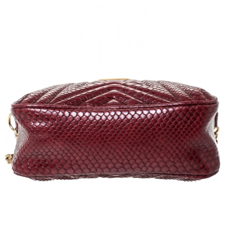 Pre Owned Stella McCartney Red Python Embossed Faux Leather Star Shoulder Bag