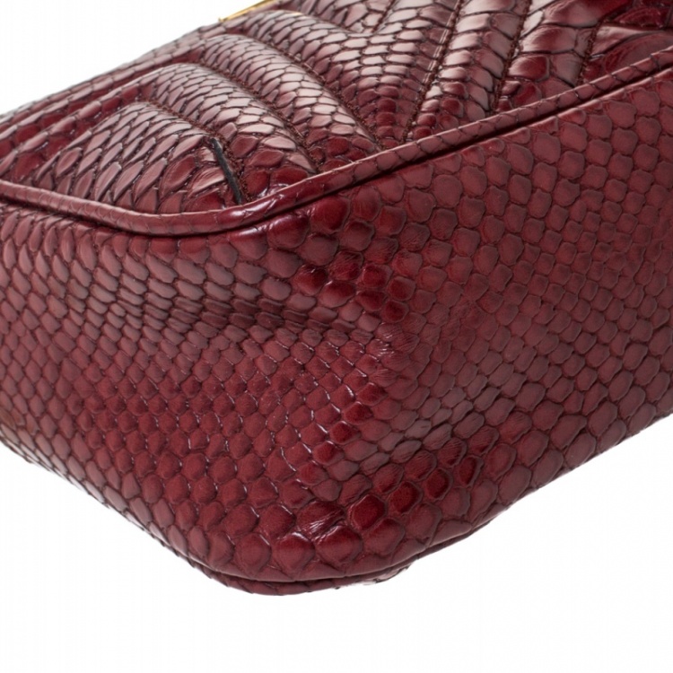 Pre Owned Stella McCartney Red Python Embossed Faux Leather Star Shoulder Bag