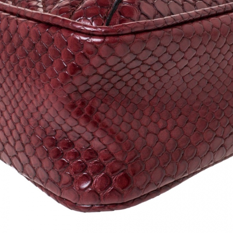 Pre Owned Stella McCartney Red Python Embossed Faux Leather Star Shoulder Bag