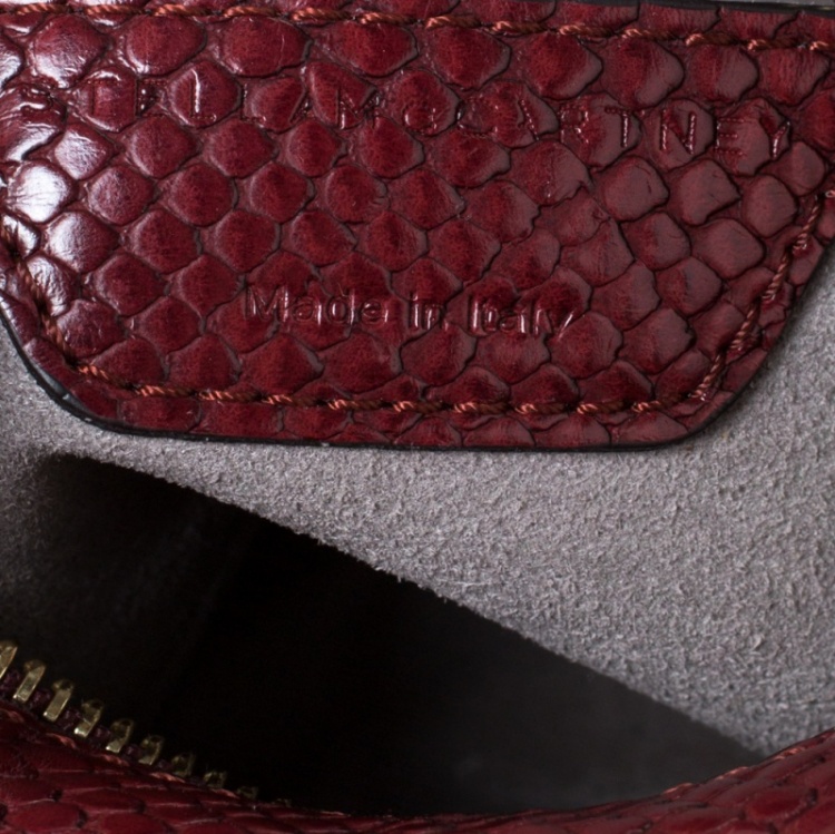 Pre Owned Stella McCartney Red Python Embossed Faux Leather Star Shoulder Bag