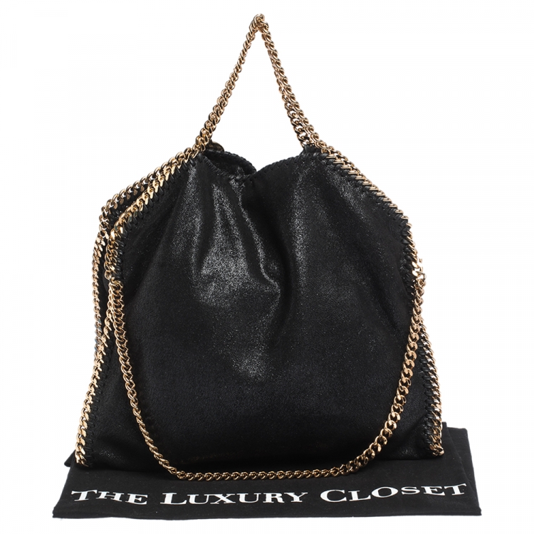 Pre Owned Stella McCartney Black Faux Leather Small Falabella Tote