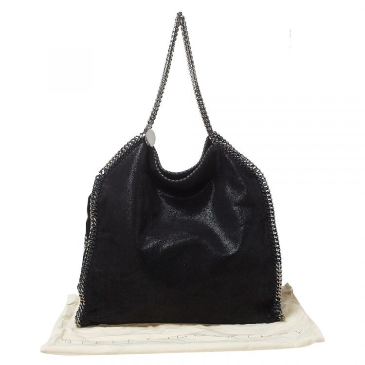 Pre Owned Stella McCartney Black Faux Leather Large Falabella Tote