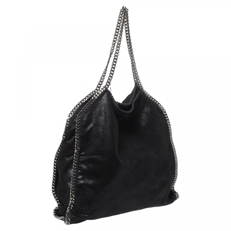 Pre Owned Stella McCartney Black Faux Leather Large Falabella Tote