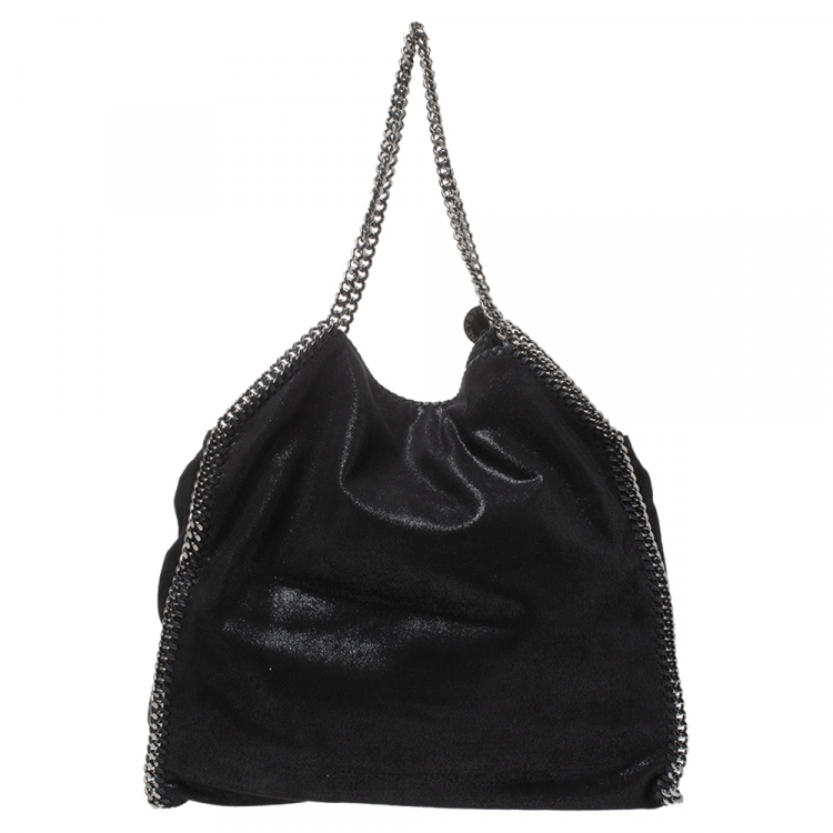 Pre Owned Stella McCartney Black Faux Leather Large Falabella Tote