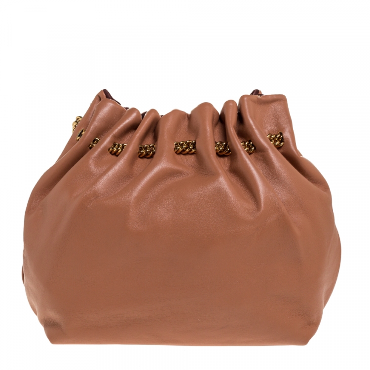 Pre Owned Stella McCartney Light Brown Faux Leather Norma Bucket Bag