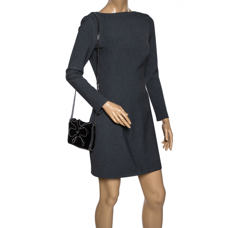 مملوكة مسبقًا Stella McCartney Black Faux Leather Zipper Falabella Crossbody Bag
