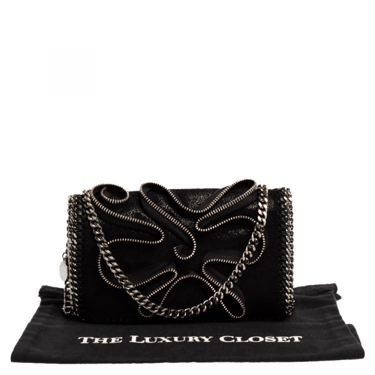 مملوكة مسبقًا Stella McCartney Black Faux Leather Zipper Falabella Crossbody Bag