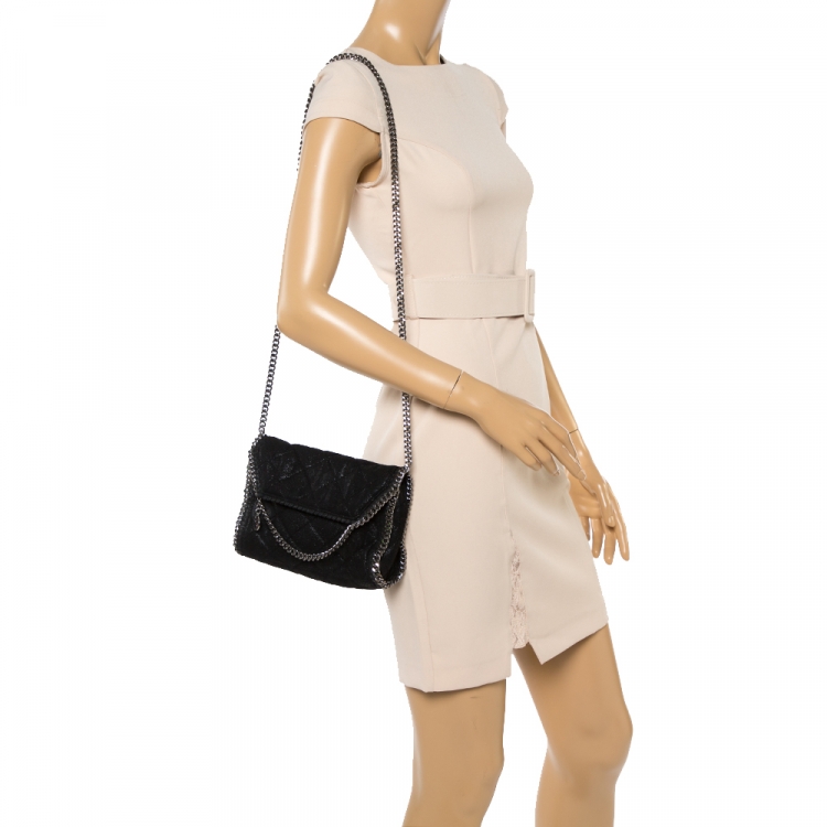Pre Owned Stella McCartney Black Faux Leather Mini Falabella Shoulder Bag