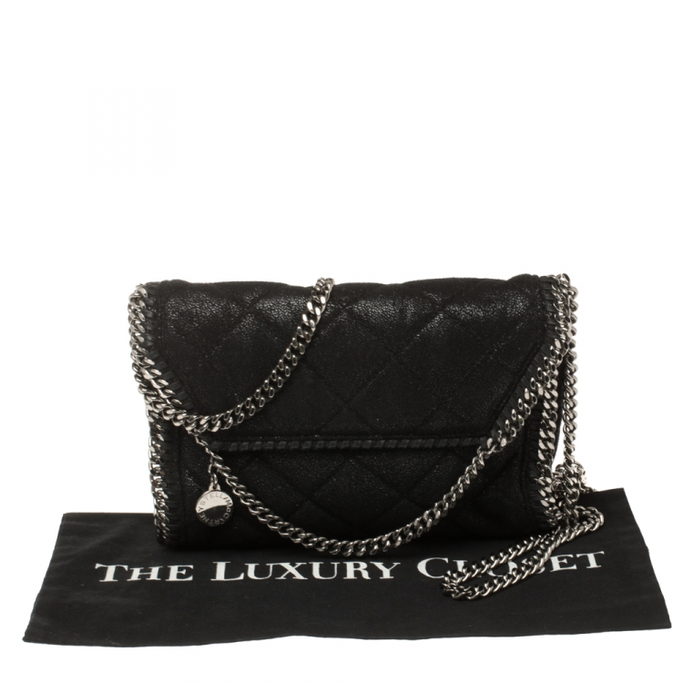 Pre Owned Stella McCartney Black Faux Leather Mini Falabella Shoulder Bag