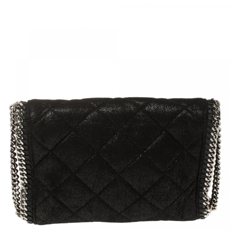 Pre Owned Stella McCartney Black Faux Leather Mini Falabella Shoulder Bag