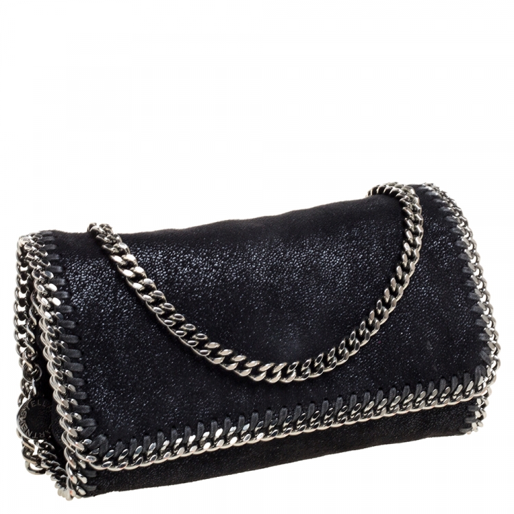 Pre Owned Stella McCartney Black Faux Leather Falabella Crossbody Bag