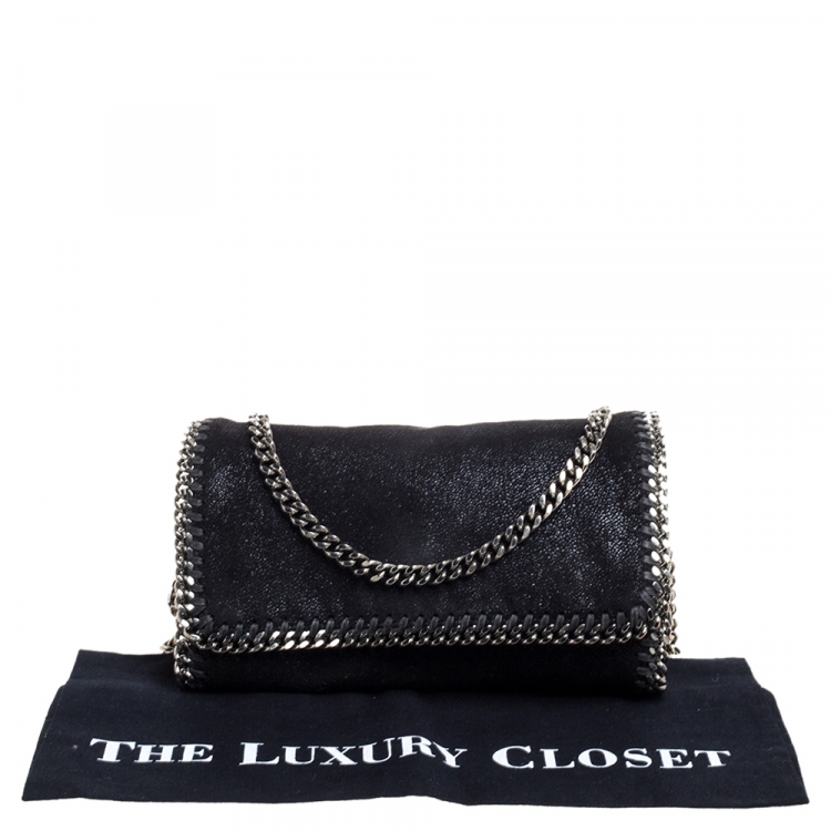 Pre Owned Stella McCartney Black Faux Leather Falabella Crossbody Bag