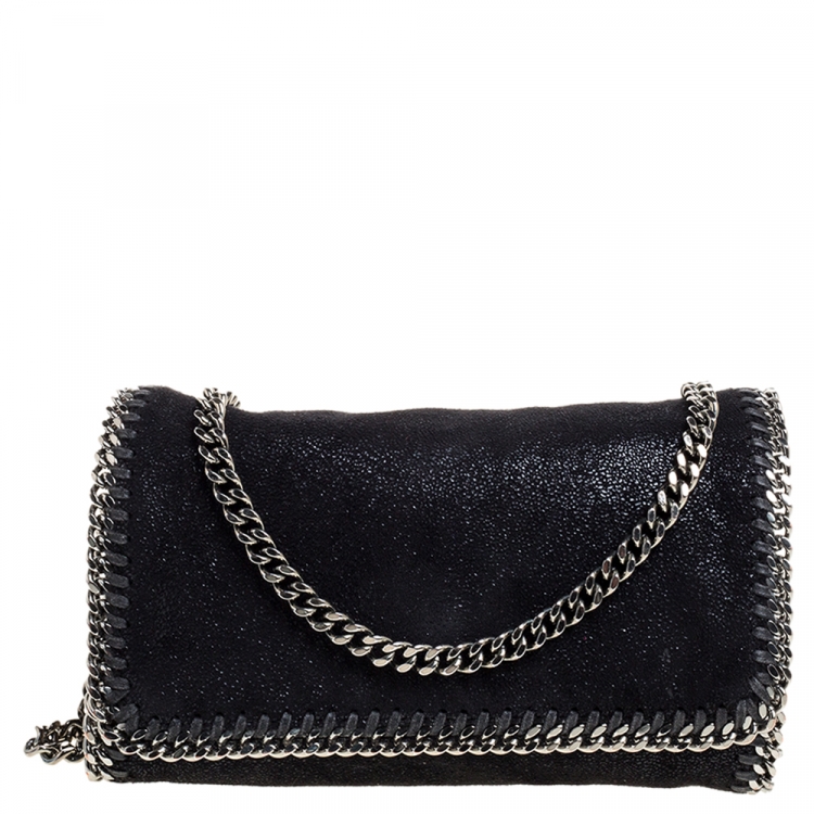 Pre Owned Stella McCartney Black Faux Leather Falabella Crossbody Bag