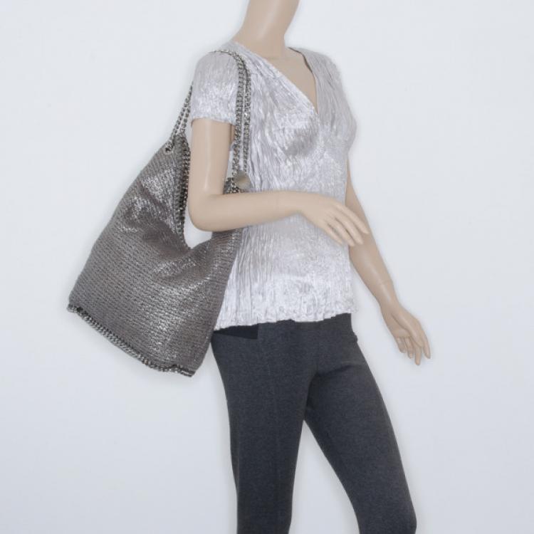 Pre Owned Stella McCartney Silver Woven Chain Detail Hobo 