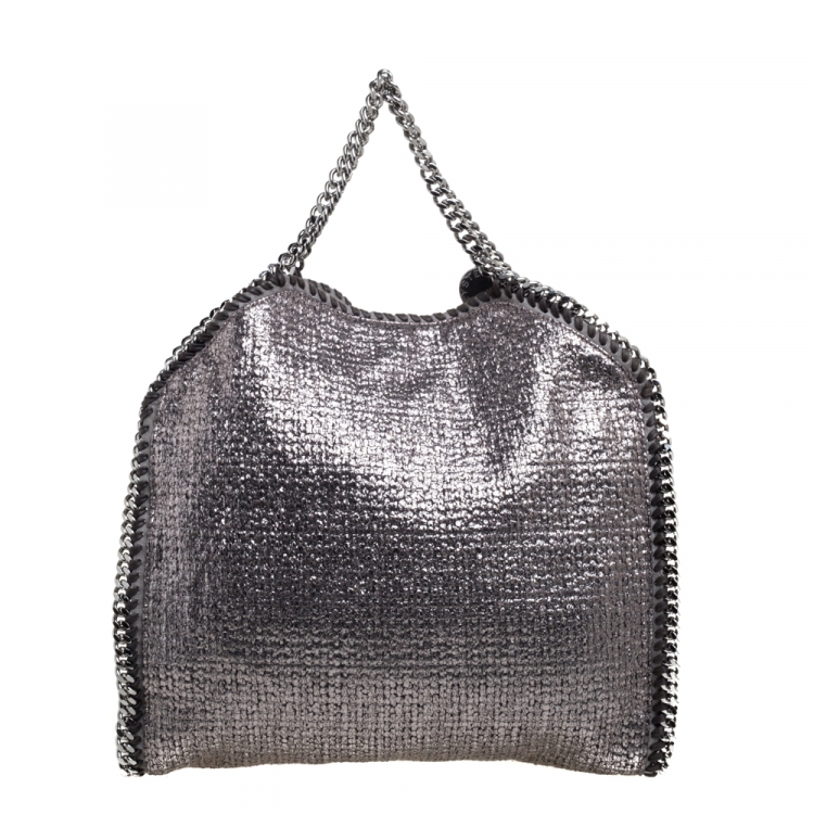 مملوكة مسبقًا Stella McCartney Metallic Silver Tweed Falabella Tote